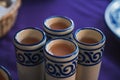 Cured guava mezcals served in a Talavera Puebla tequila caballito, typical Mexican drin