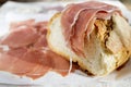 Cured ham and bread Royalty Free Stock Photo