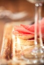 Cured Meat jamon sausage and ciabatta bread Royalty Free Stock Photo