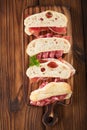 Cured Meat jamon sausage and ciabatta bread Royalty Free Stock Photo