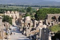 Curetes Street and The Library of Celsus, Ephesus, Selcuk, Izmir Province, Turkey Royalty Free Stock Photo