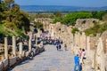 Curetes Street one of the main streets of Ephesus Archaeological Site in Turkey