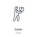 Curier outline vector icon. Thin line black curier icon, flat vector simple element illustration from editable people concept