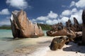Curieuse Island granite rocks, Praslin, Seychelles Royalty Free Stock Photo
