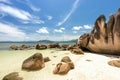 Sailing boats in Seychelles, Curieuse island, Anse St. Jose beach Royalty Free Stock Photo