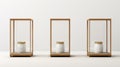 Minimalistic White Curio Cabinet With Golden Empty Frame