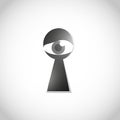 Curios eye looking through keyhole Royalty Free Stock Photo