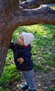 Curios toddler exploring