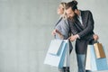 Curiosity buy addict man interested shopping bags Royalty Free Stock Photo