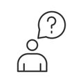 Curiosity concept, icon in line design. curiosity, question, thinking, inquiry, learning, exploration, idea on white background Royalty Free Stock Photo