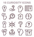 Curiosity icons set. Simple images for inquisitiveness and openness Royalty Free Stock Photo