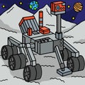 Curiosity Mars Rover Colored Cartoon Illustration Royalty Free Stock Photo