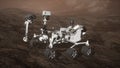 Curiosity Mars Rover exploring the surface of red planet. Elements of this image furnished by NASA