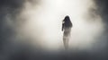 Curiosity And Sports: A Woman\'s Silhouette Emerging From The Fog