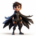 Curiosity: A Youthful Superhero Cartoon Character With Black Wings