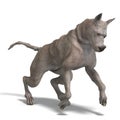 Curious alien dog with rhino skin and horn Royalty Free Stock Photo