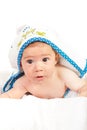 Curious baby boy after bath Royalty Free Stock Photo