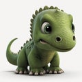 Curious Baby Dinosaur with Bright Green Scaly Skin. Perfect for Children\'s Books and Educational Materials.