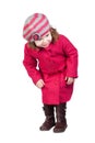 Curious baby girl with pink coat Royalty Free Stock Photo