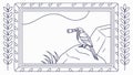 Curious Bird with Binoculars in Framed Nature Scene, vector design Generative AI Royalty Free Stock Photo