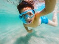 Curious boy exploring underwater Royalty Free Stock Photo
