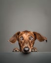 Curious Canine: A Dog's Inquisitive Gaze Over the Edge. Generative ai Royalty Free Stock Photo