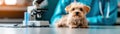 Curious canine explores the microscopic world, small dog\'s journey into science Royalty Free Stock Photo