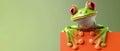 Curious Cartoon Frog Peering Over Edge. Generative ai
