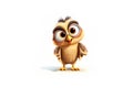 Curious cartoon owl on white background