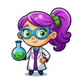 Curious Cartoon Scientist Girl