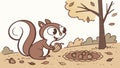 Curious Cartoon Squirrel Digging, Forest Animal Behavior, vector design Generative AI Royalty Free Stock Photo