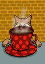 Cat is watching his coffee mug