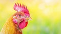A curious chicken peeks into the camera, bathed in natural light with a soft, blurred backdrop for a charming focus Royalty Free Stock Photo