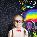 Curious child opens a wonderful world of knowledge Royalty Free Stock Photo