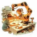 Curious children learning robotics with tools at workshop table