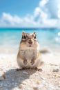 Curious Chipmunk on a Sandy Beach Royalty Free Stock Photo