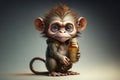 Curious and Colorful Monkey Character Art on White Background