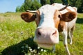 Curious cow in the meadow Royalty Free Stock Photo