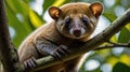 Adorable Kinkajou Perched on a Branch in Lush Green Forest Royalty Free Stock Photo
