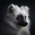 Curious Cross-Hybrid Between Arctic Fox and Lemur in Stunning Gray, White, and Black Portrait