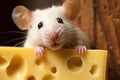 Curious Cute rat with cheese. Generate Ai