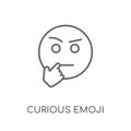 Curious emoji linear icon. Modern outline Curious emoji logo con