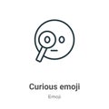 Curious emoji outline vector icon. Thin line black curious emoji icon, flat vector simple element illustration from editable emoji