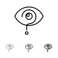 Curious, Exclamation, Eye, Knowledge, Mark Bold and thin black line icon set Royalty Free Stock Photo