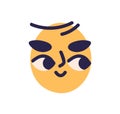 Curious face avatar, emoji with interested excited facial expression, emotion. Funny comic abstract character looking
