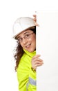 Curious female construction worker Royalty Free Stock Photo
