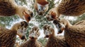 Curious flock of ducks gathering in a circular formation outdoors Royalty Free Stock Photo