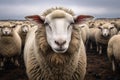 Curious Flock sheep staring. Generate Ai