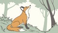 Curious Fox Gazing Upwards in a Forest Setting Vector Design Generative AI Royalty Free Stock Photo