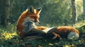 A Curious Fox Reading a Book Royalty Free Stock Photo